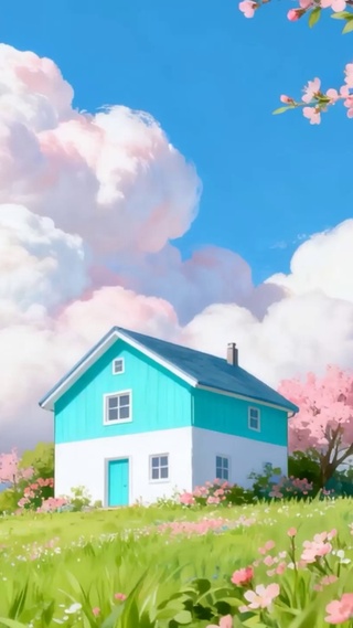 蓝天白云花草树木