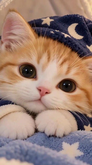 被窝里的软萌小橘猫