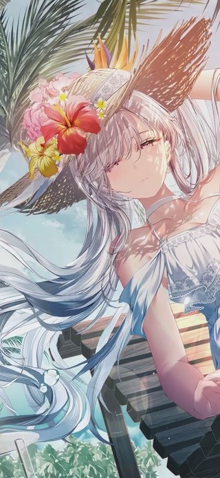 4K 夏日沙滩度假女孩