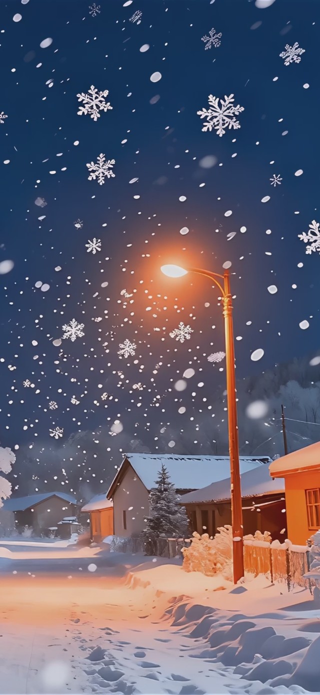 唯美冬日村庄雪景