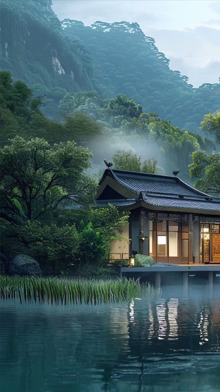 护眼山川树木河流