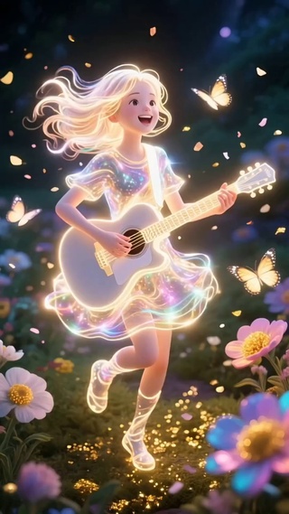 可爱小女孩  吉他
