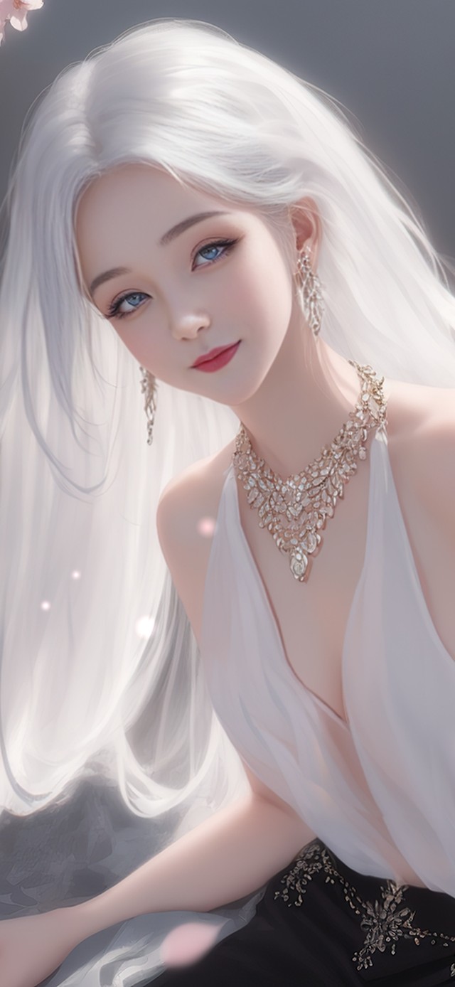 唯美白发樱花少女