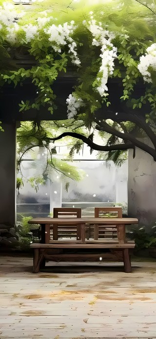 院内槐花盛开