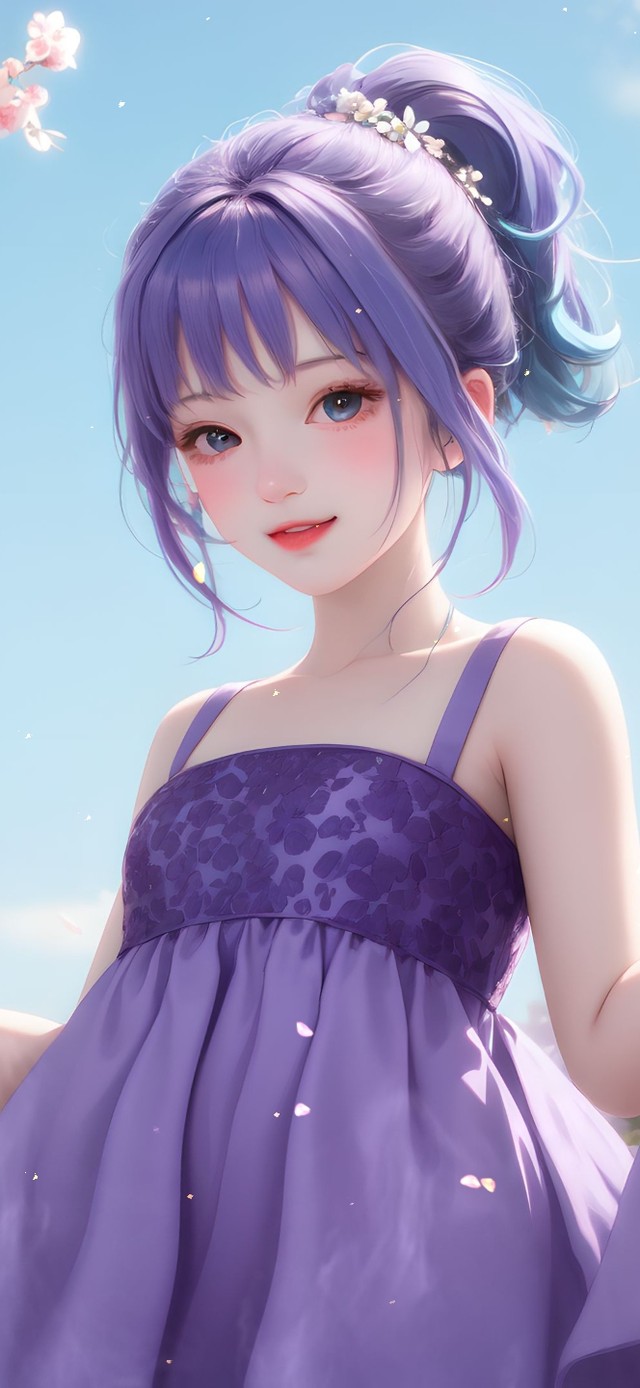 夏日清新紫发女孩