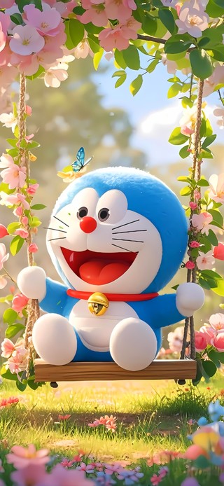 荡秋千的机器猫