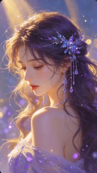 紫金色氛围感少女