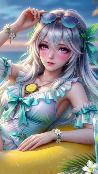 清凉夏日泳池二次元美少女