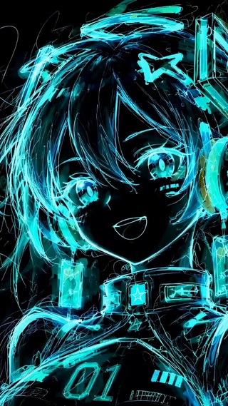 霓虹荧光乱线画美少女