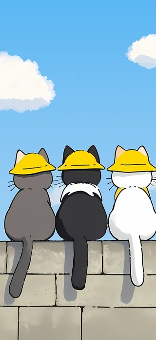 墙头上猫咪