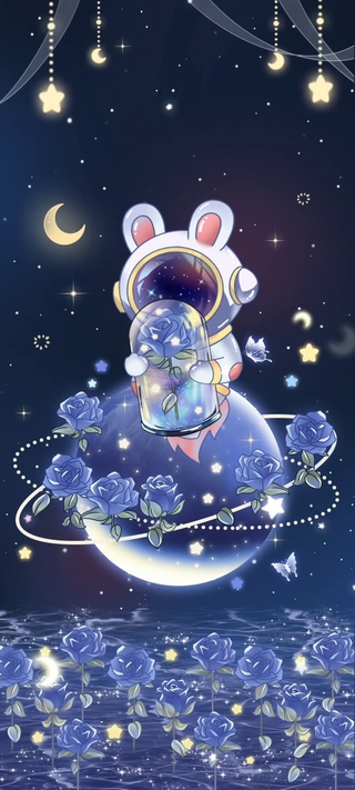 玫瑰光影浪漫满星太空人