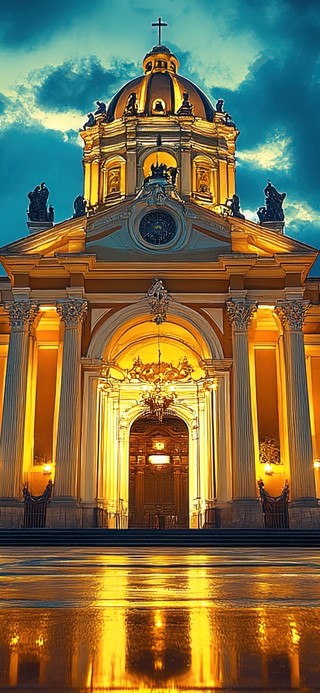 雨天静谧异国风情大会堂