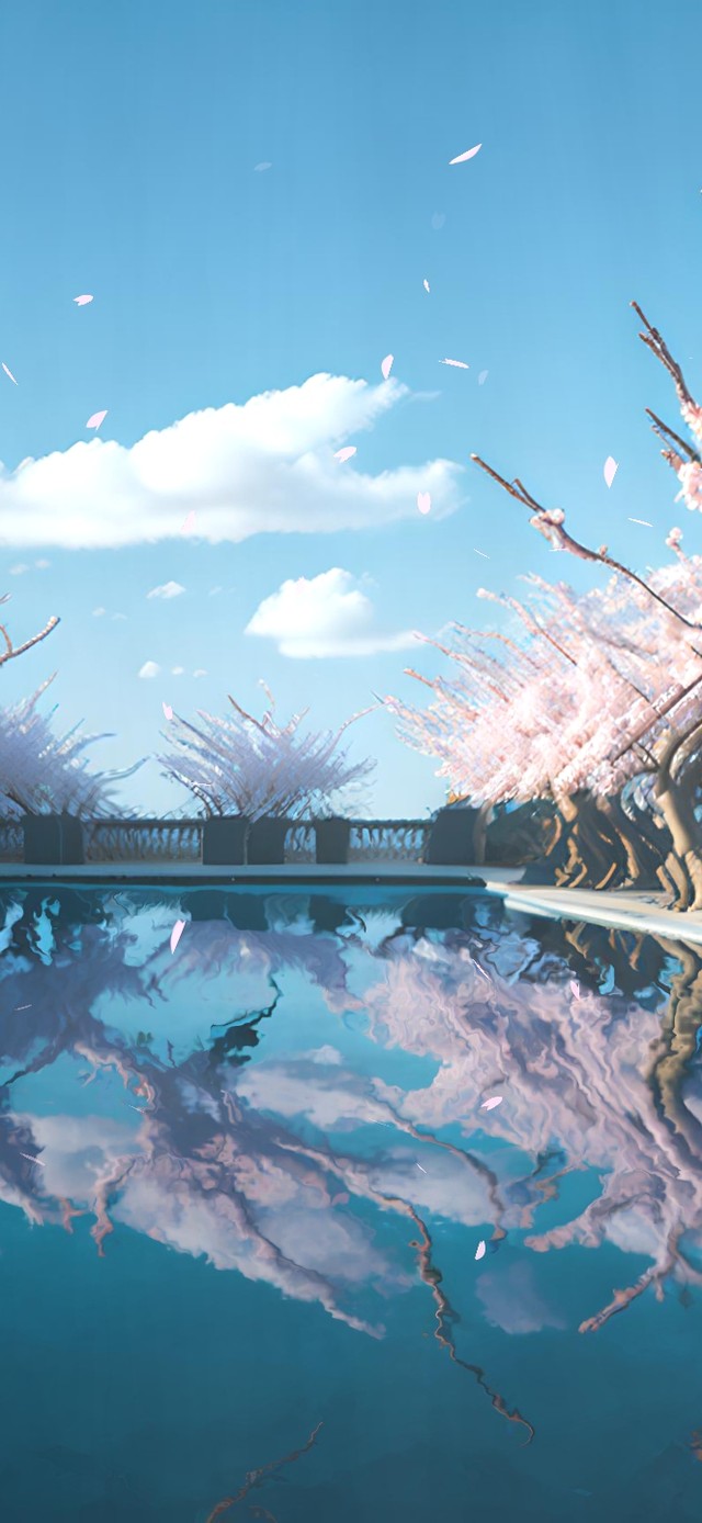 4k-湖边樱花树（治愈）