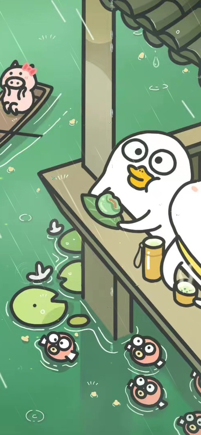 雨天庭院小刘鸭观雨