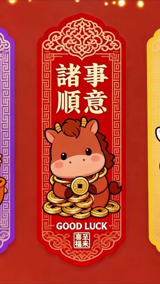 马年文字祝福书签