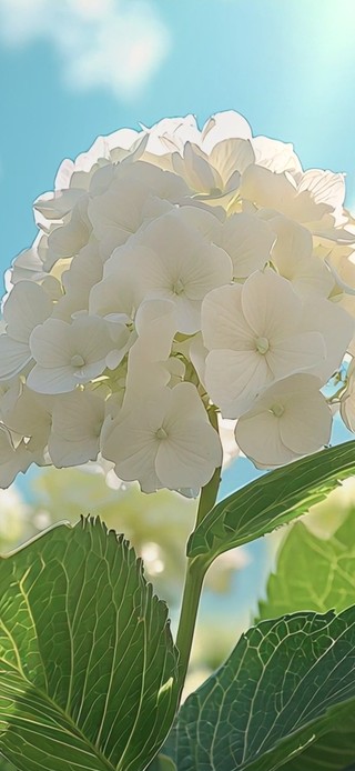向阳的绣球花