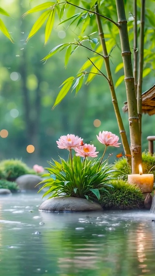 竹林小屋溪流