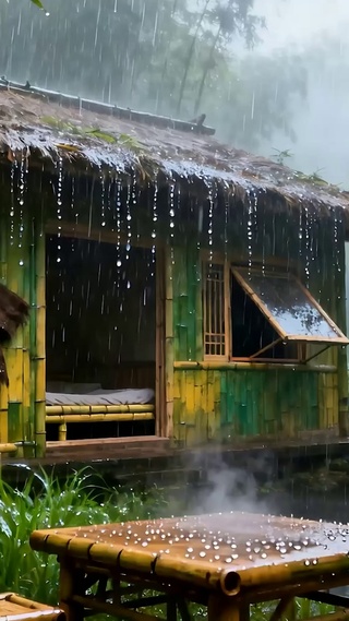 护眼雨天竹林