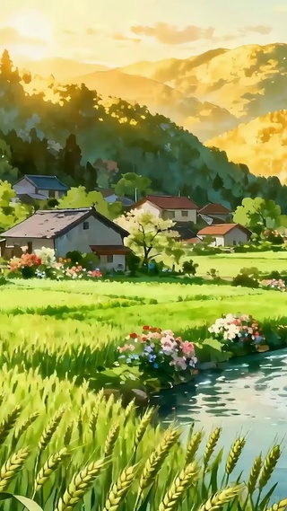 护眼树木河流