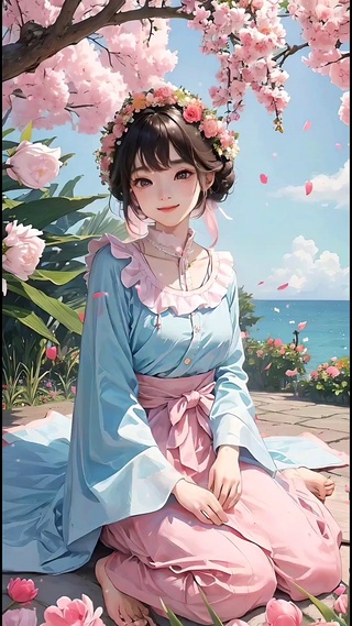 樱花树下的少女