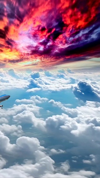飞机突破云层