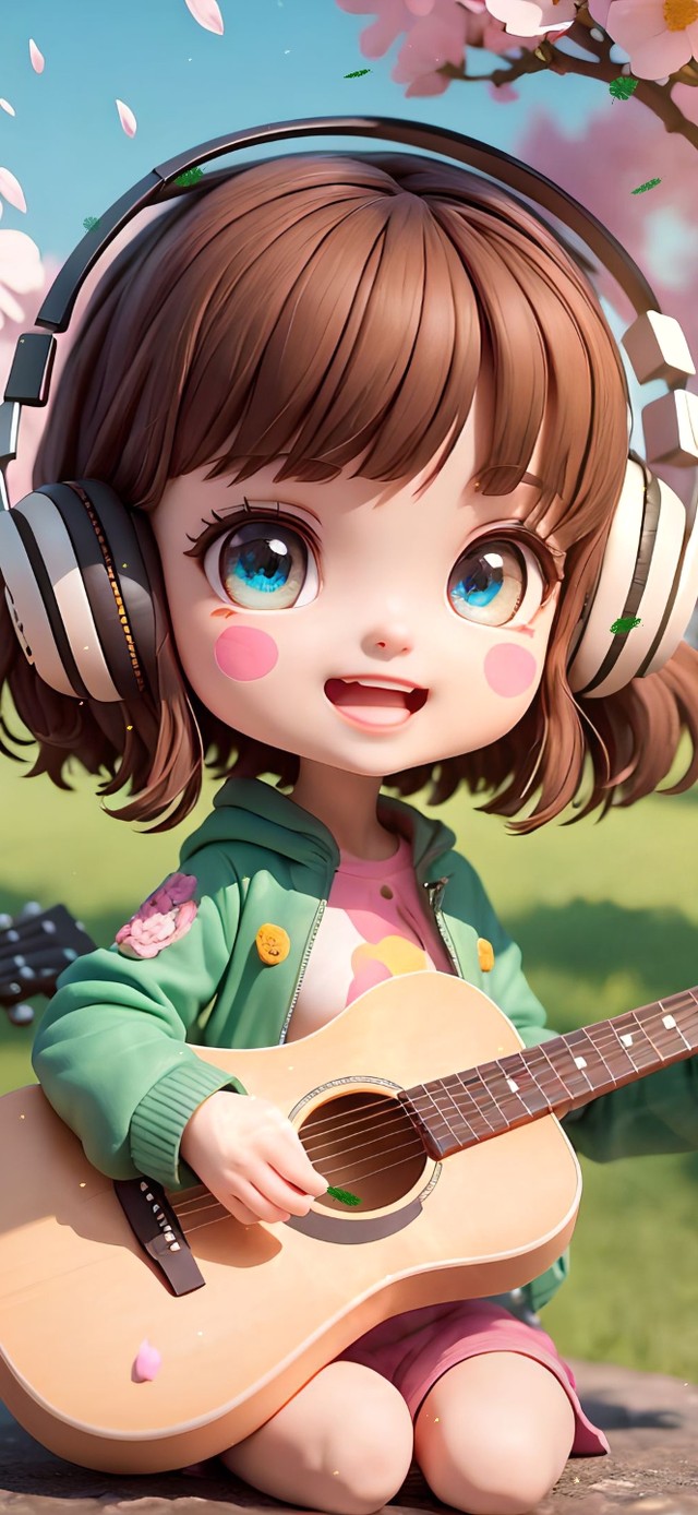 4k卡通吉他女孩230409