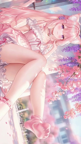 甜美粉毛猫耳萝莉