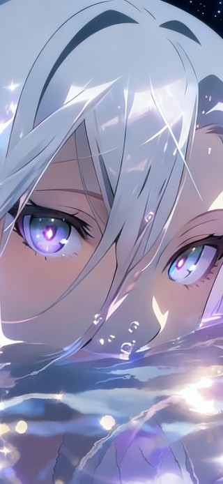 水面银发美女