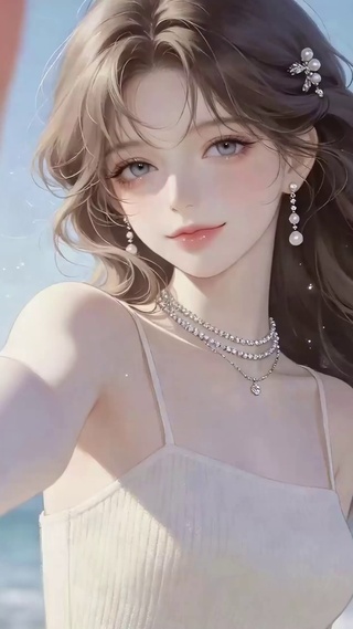 海边温柔清纯美少女