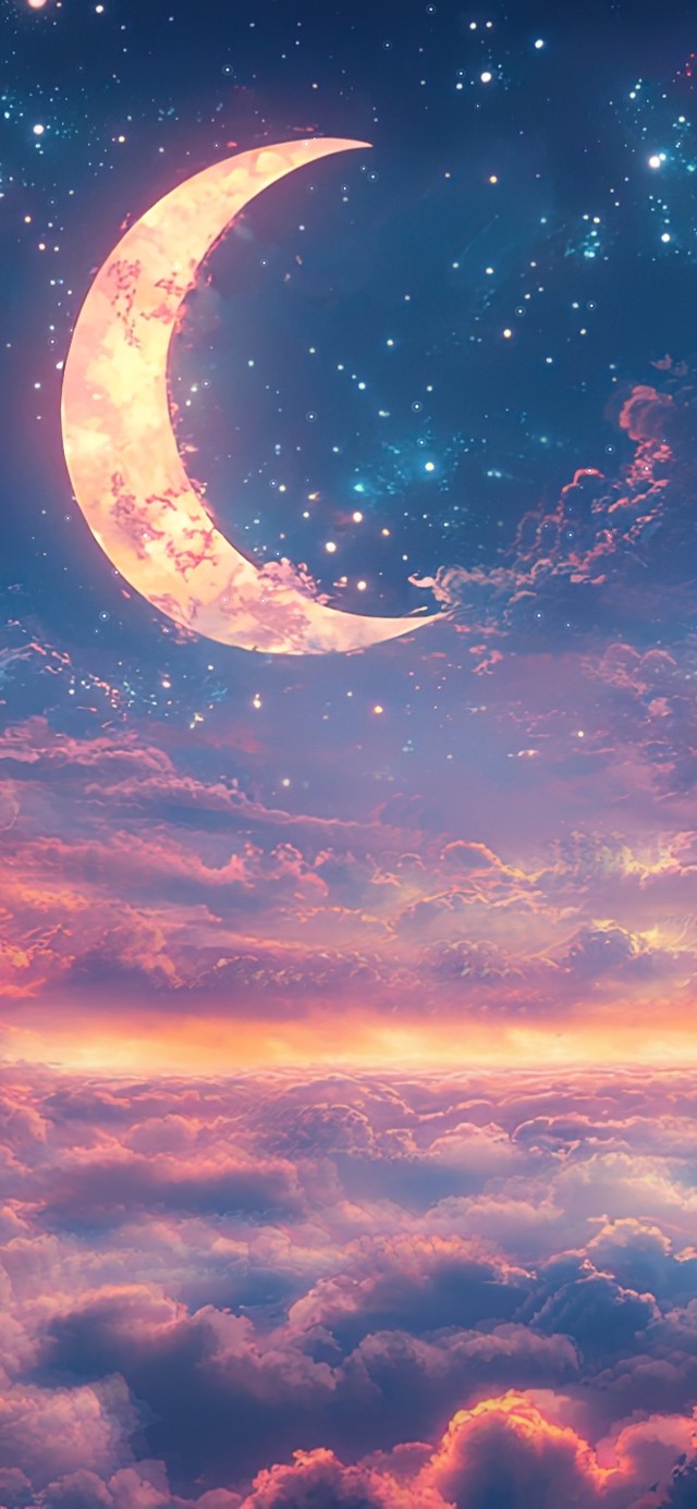 月亮星空云海古堡