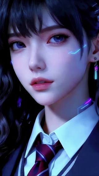 赛博校服美女