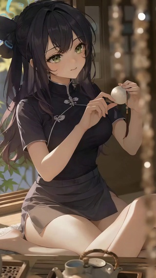 国风旗袍少女的下午茶时光