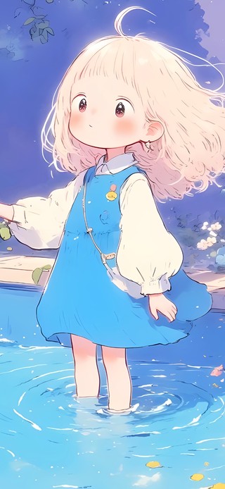 摘荷花的女孩