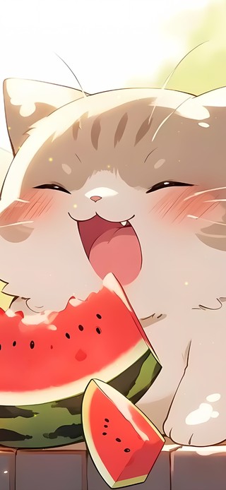 吃西瓜的猫咪