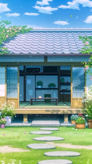 夏日木屋庭院