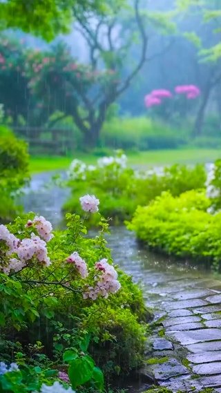 花园雨天