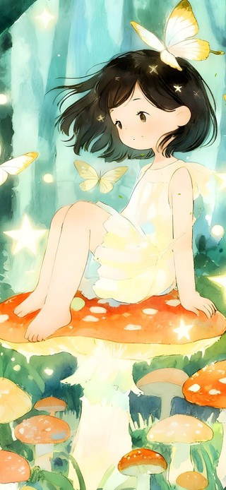 草蘑菇的女孩