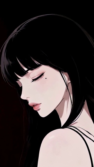 暗黑风黑发清冷美少女