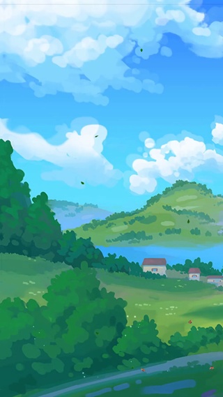 唯美治愈蓝天白云河流