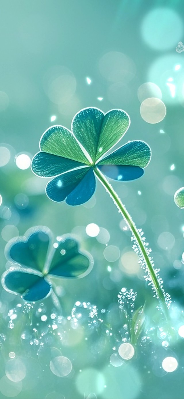 4k清新护眼四叶草露珠