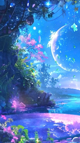 夜景护眼星球河流