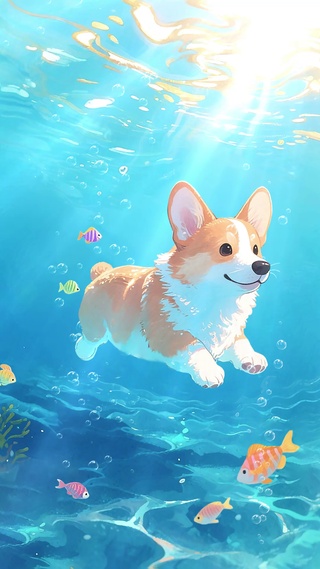 自在遨游可爱小狗