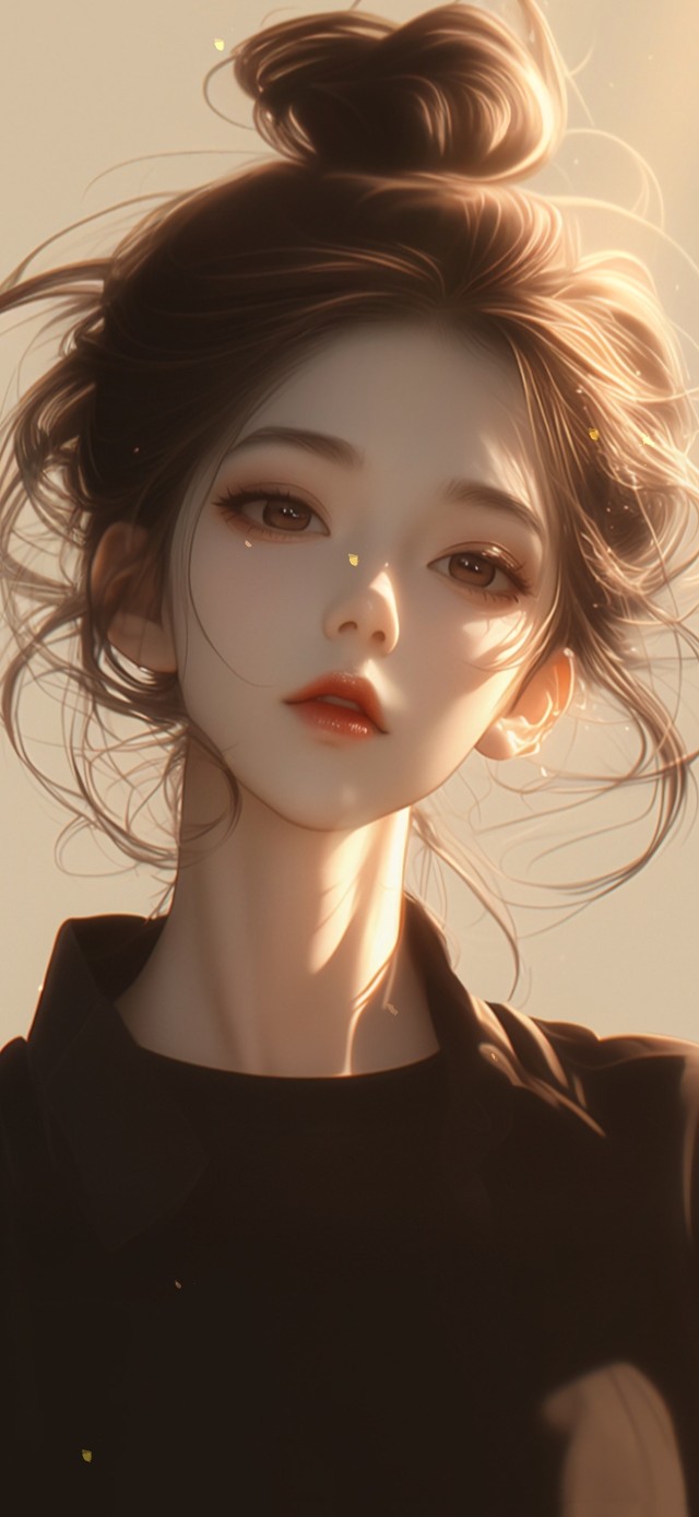 纯真丸子头少女