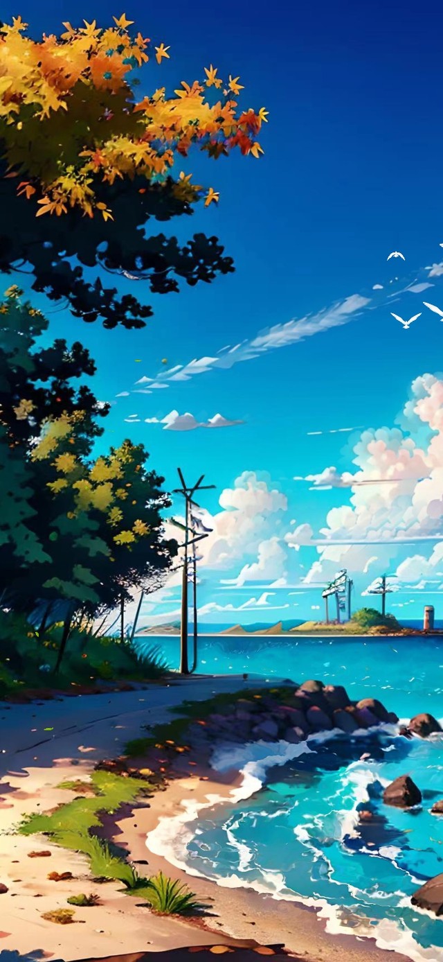 夏日海边林荫小路