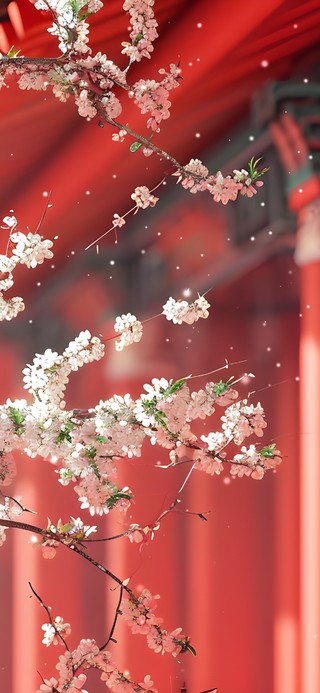 4K简约文艺红墙樱花（日历）