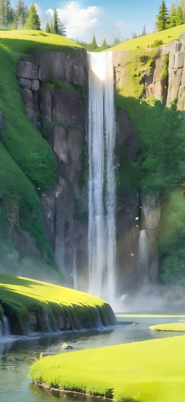 4K唯美治愈夏日清新瀑布