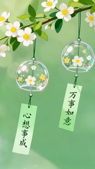 小清新白花与寸光的绿意呢喃