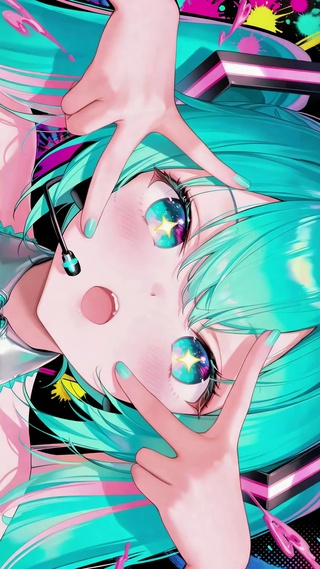 蓝发星瞳二次元偶像美少女