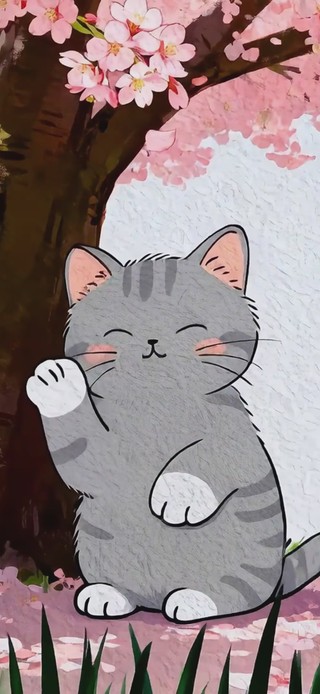 樱花树下猫咪