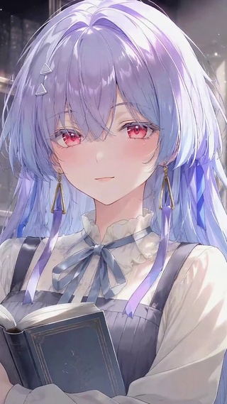 窗边书房紫发美少女莫宁